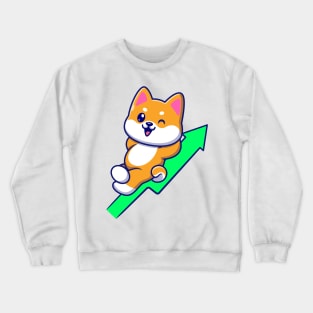 Cute Shiba Inu Rising Graph Cartoon Crewneck Sweatshirt